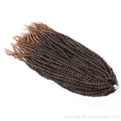 Pre-twisted Passion Twist Crochet Hair Extensions Long Curly Passion Braiding Hair 18 Inch Ombre Color Synthetic Fiber